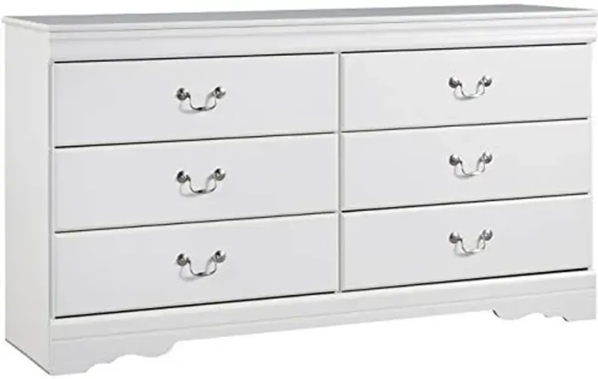 Signature Design by Ashley Anarasia Modern Glam Children's 6 Drawer Dresser, White