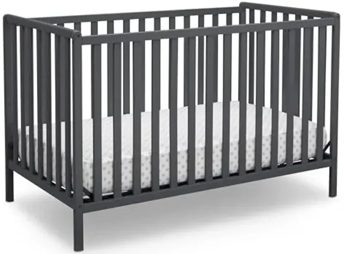 Delta Children Heartland 4-in-1 Convertible Crib - Greenguard Gold Certified, Charcoal Grey