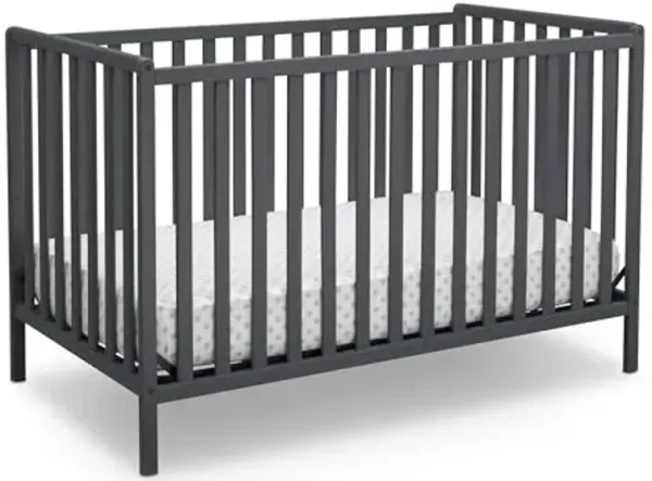 Delta Children Heartland 4-in-1 Convertible Crib - Greenguard Gold Certified, Charcoal Grey