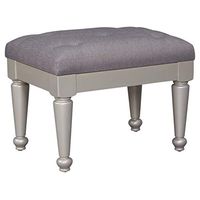 Signature Design by Ashley Coralayne Glam 18" Tufted Upholstered Vanity Stool, Silver
