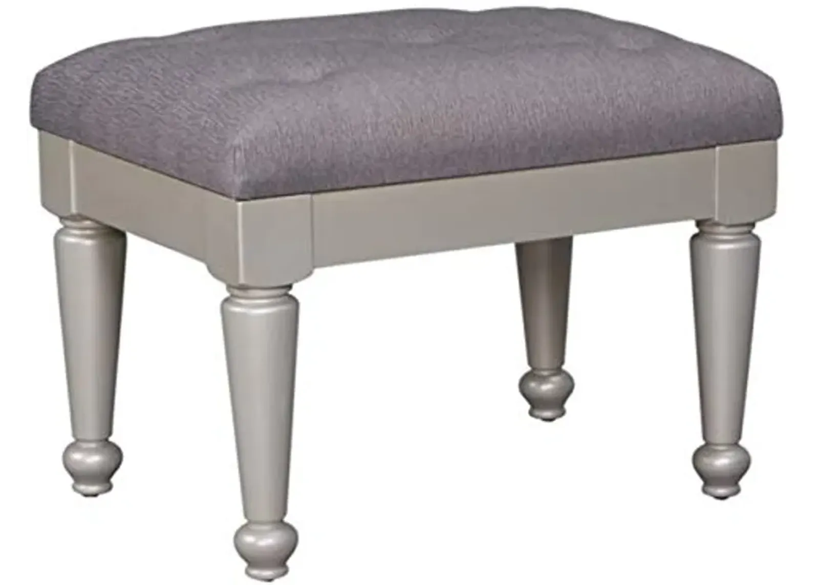 Signature Design by Ashley Coralayne Glam 18" Tufted Upholstered Vanity Stool, Silver