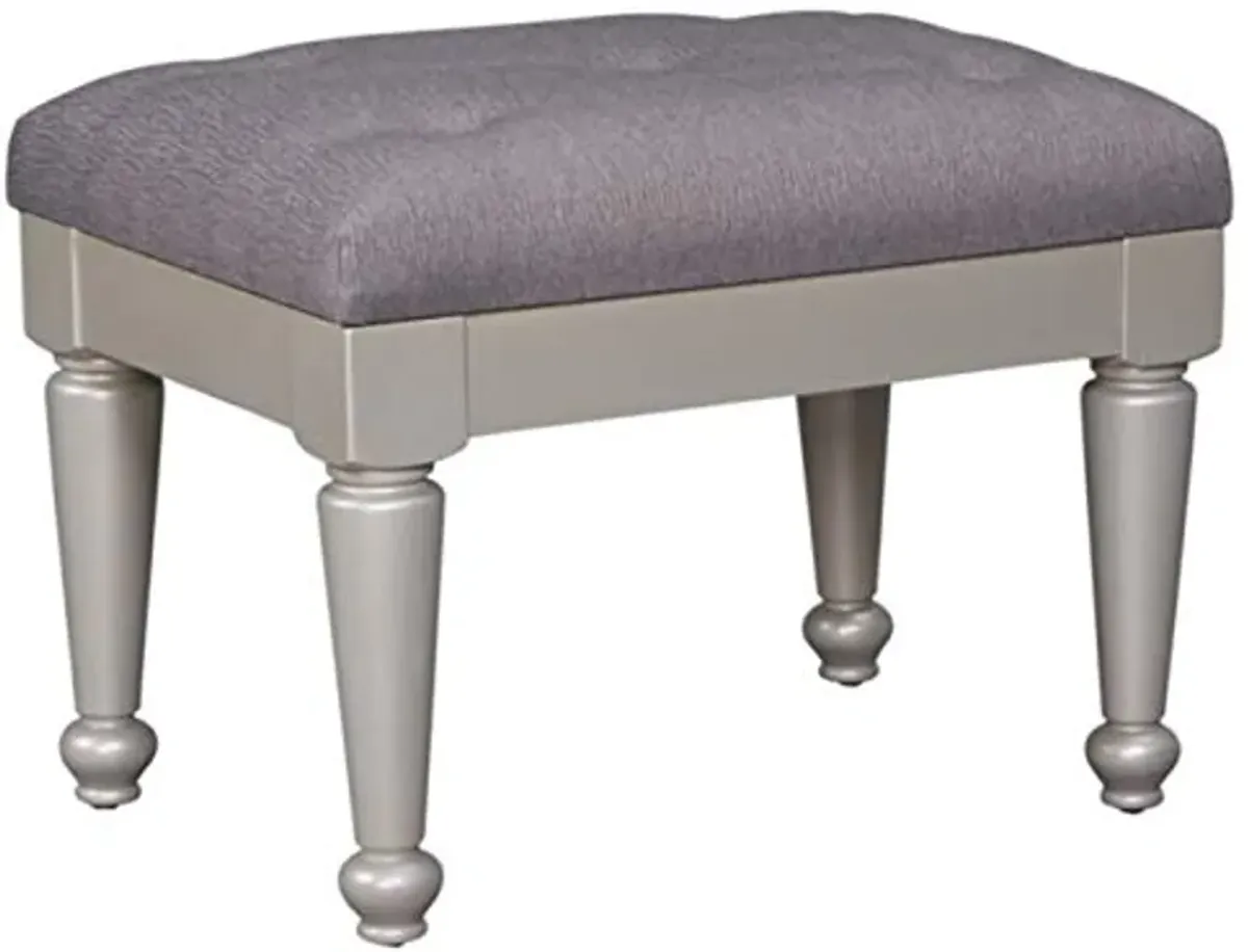 Signature Design by Ashley Coralayne Glam 18" Tufted Upholstered Vanity Stool, Silver