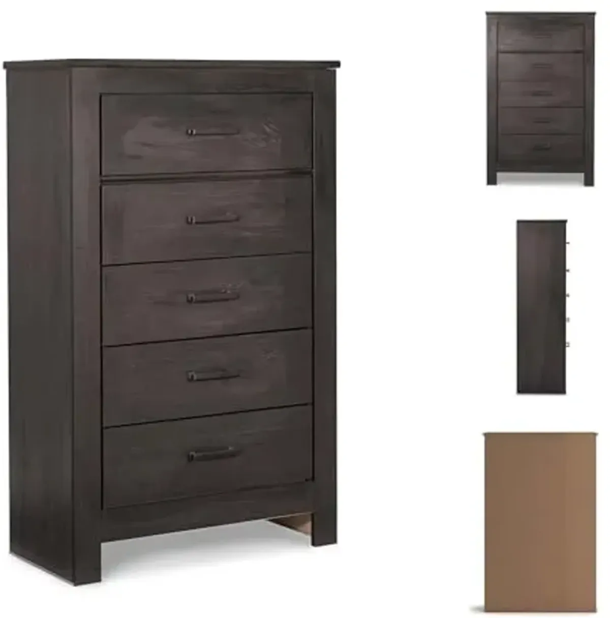 Signature Design by Ashley Brinxton Contemporary 5 Drawer Chest, Almost Black