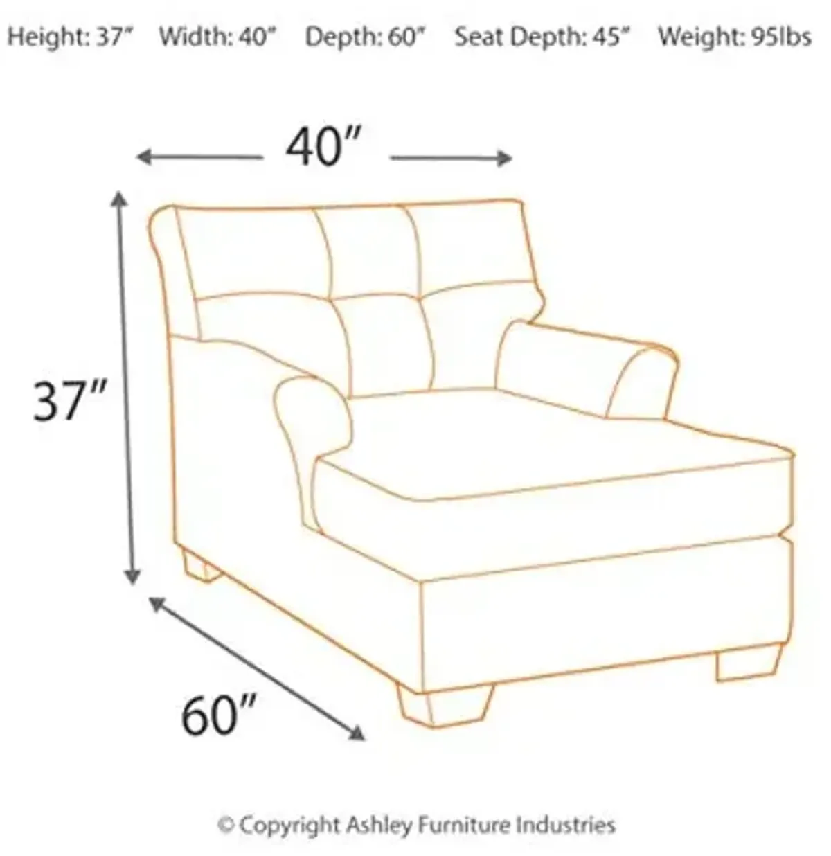 Signature Design by Ashley Tibbee Tufted Modern Chaise, Dark Taupe