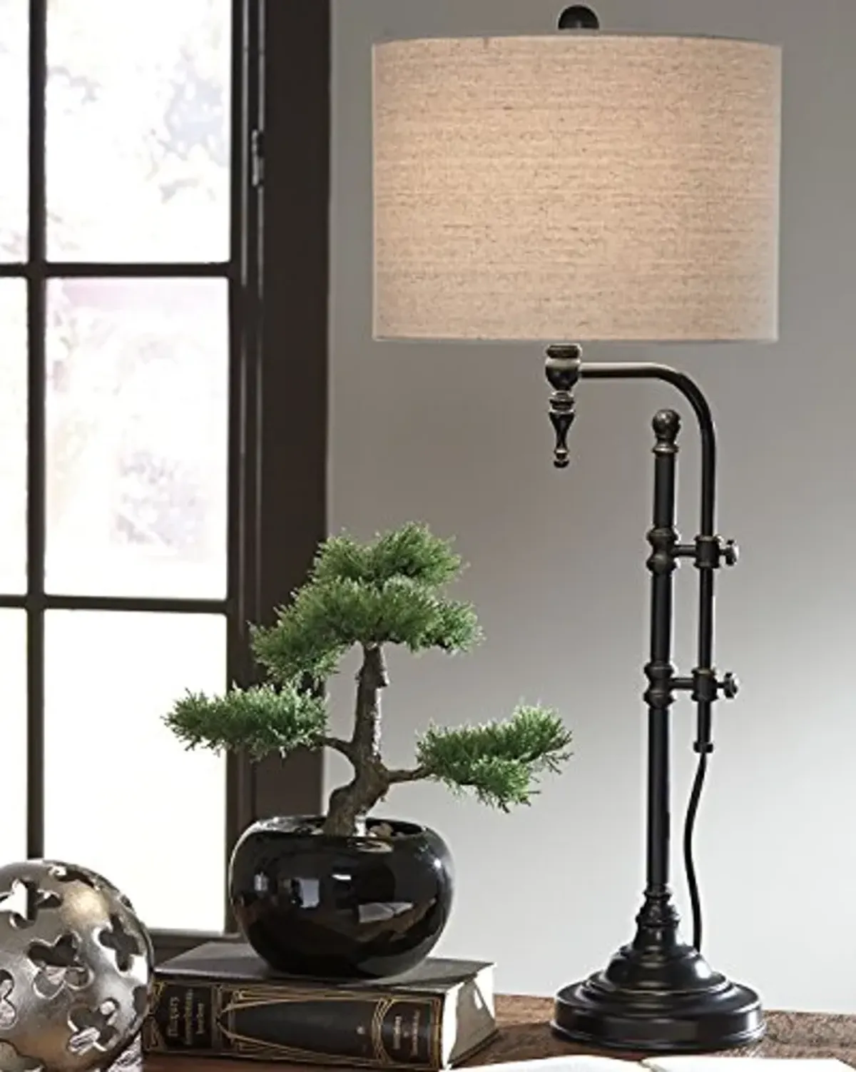 Signature Design by Ashley Anemoon 34.5" Rustic Industrial Table Lamp, Black