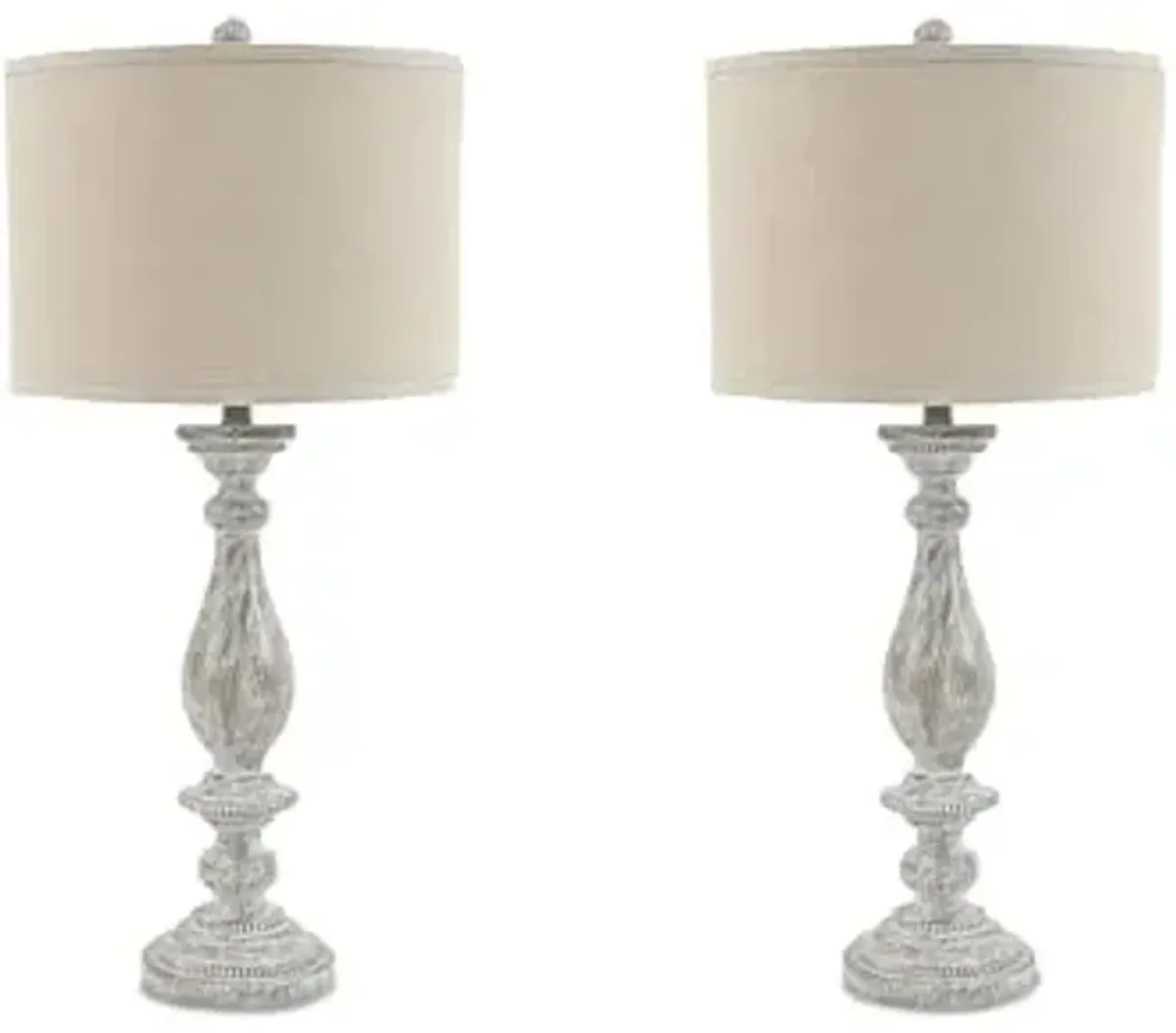 Signature Design by Ashley Bernadate Vintage Cottage Table Lamp, 2 Count, 31", Whitewash