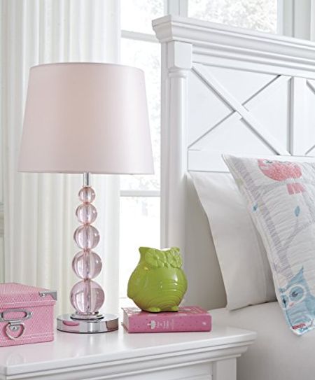 Signature Design by Ashley Letty Crystal Table Lamp, Set of 2, 23", Light Pink