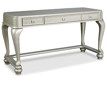 Signature Design by Ashley Coralayne Modern Glam Vanity with Faux Shagreen Drawer Fronts, Silver