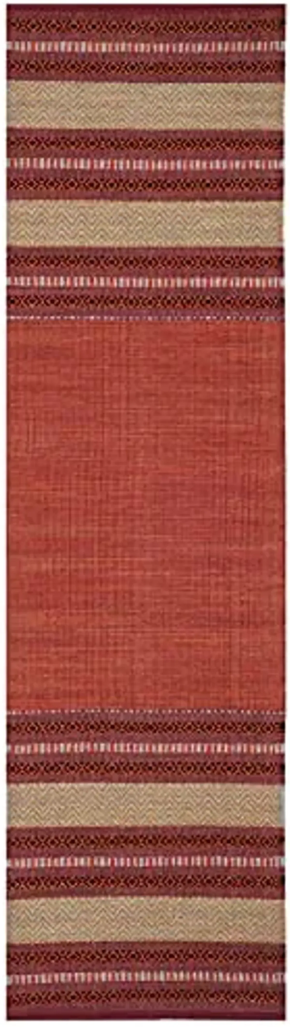 SAFAVIEH Montauk Collection Runner Rug - 2'3" x 8', Red & Ivory, Handmade Flat Weave Stripe Cotton, Ideal for High Traffic Areas in Living Room, Bedroom (MTK214C)
