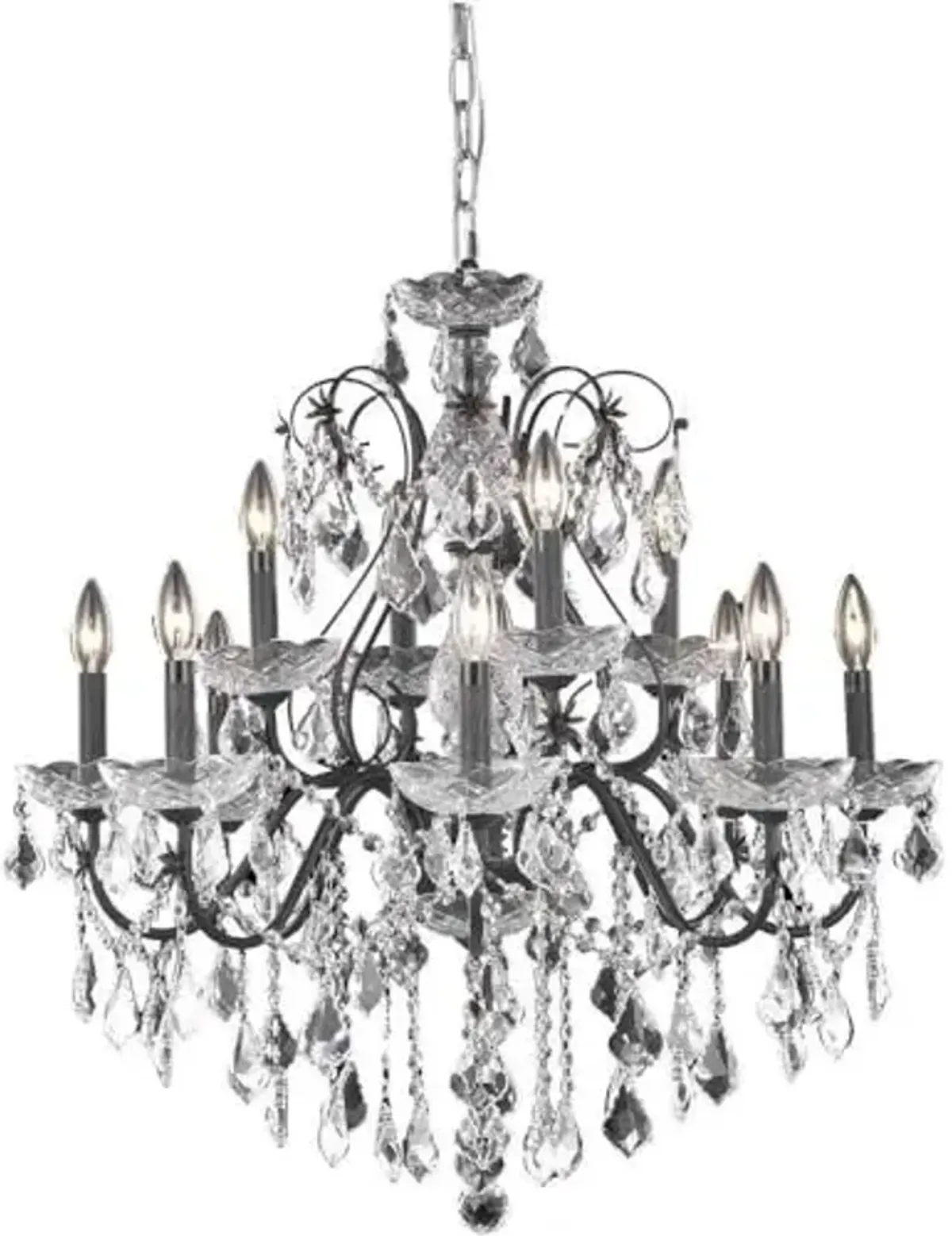 Elegant Lighting St. Francis 12 Lt Dark Bronze Chandelier Clear