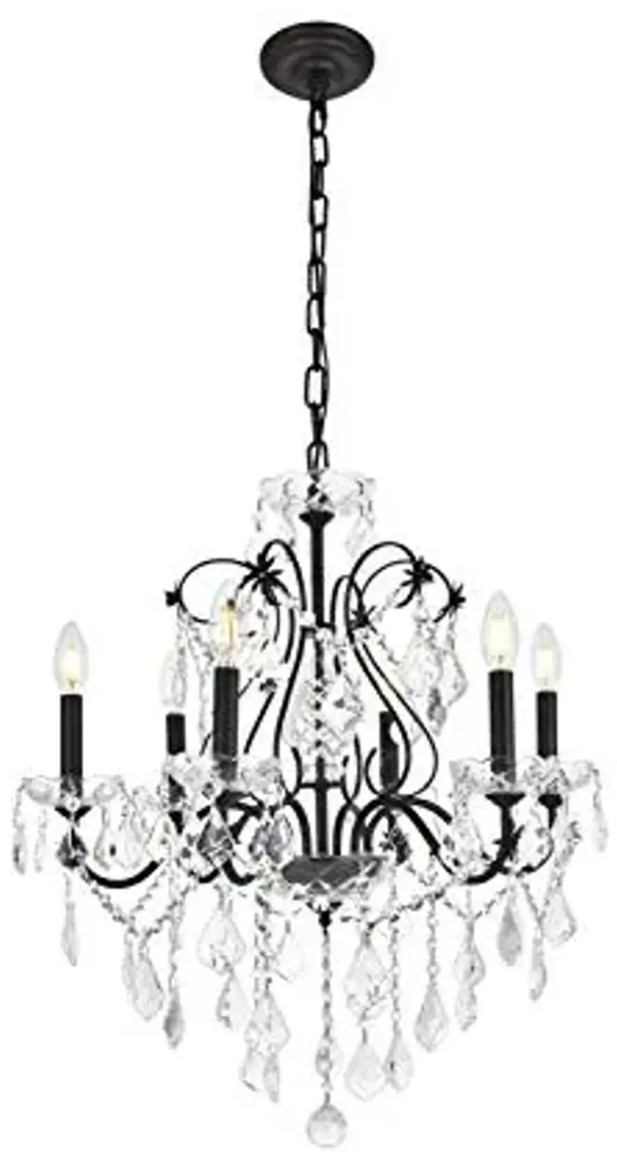 Elegant Lighting St.Francis Clear Royal Cut Crystal 6 Light Chandelier, Dark Bronze