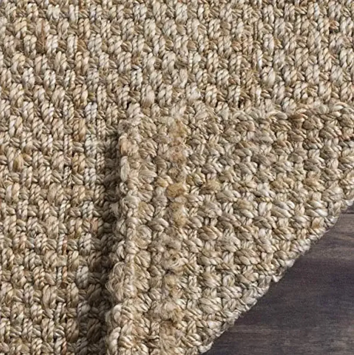 SAFAVIEH Area Rug 6' Square - Natural Fiber Collection - Natural Brown, Handmade Jute, Basketweave Design (NF401A)