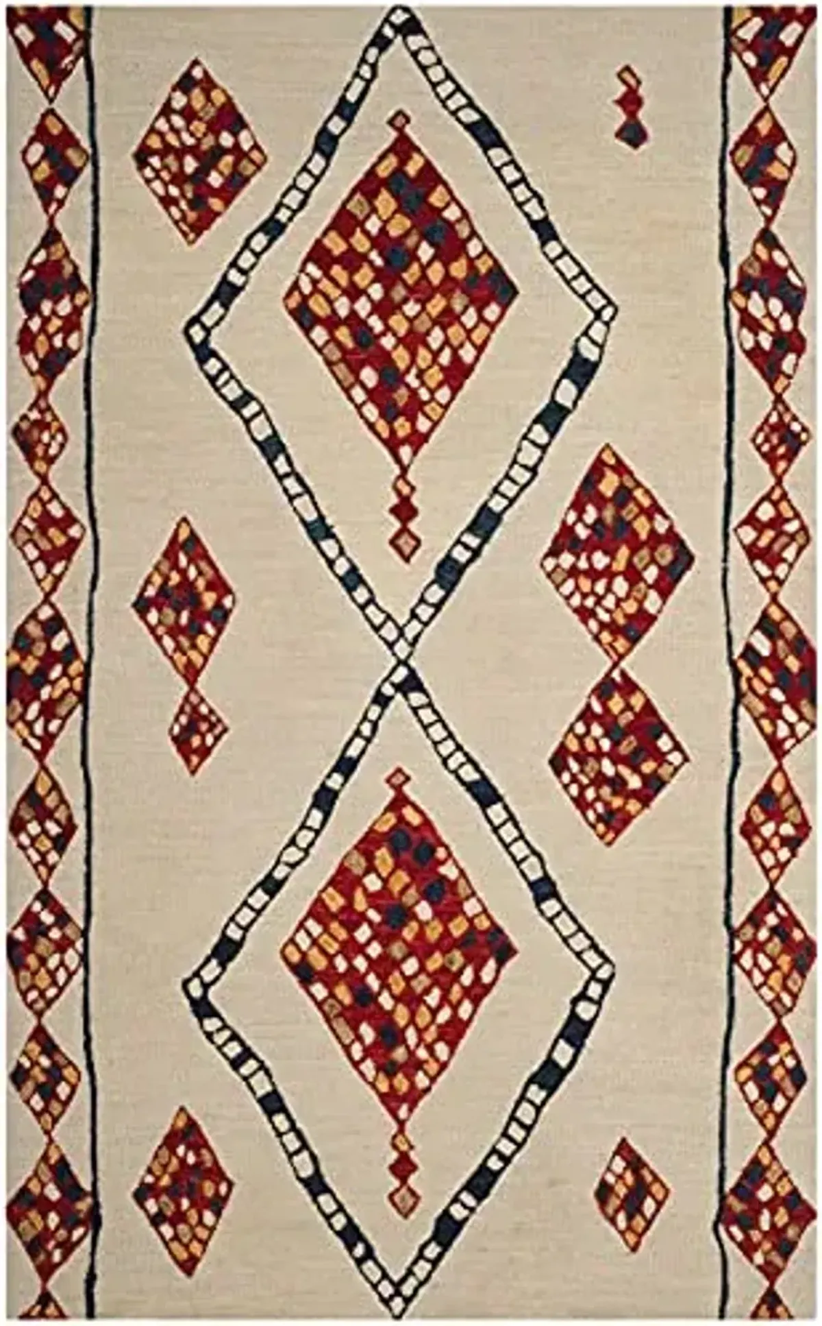 SAFAVIEH Aspen Collection Area Rug - 5' x 8', Ivory & Multi, Handmade Moroccan Boho Tribal Wool, Ideal for High Traffic Areas in Living Room, Bedroom (APN702A)