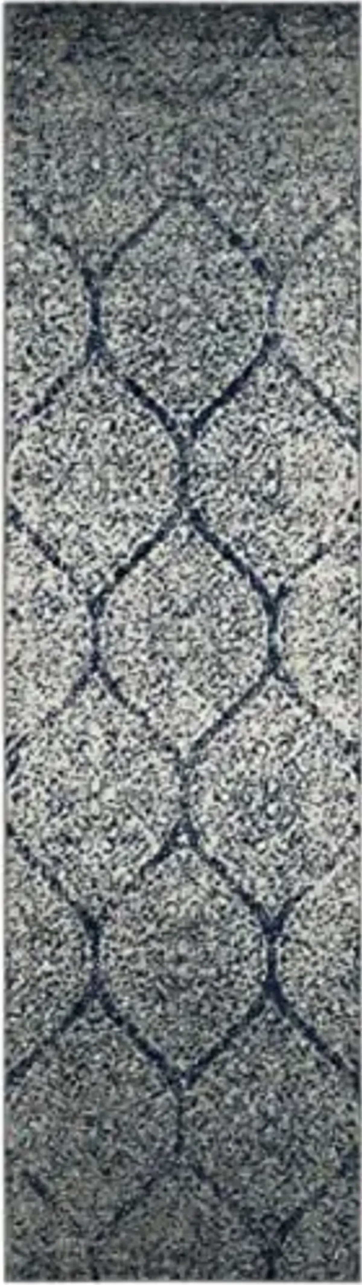 SAFAVIEH Madison Collection Runner Rug - 2'3" x 12', Navy & Silver, Glam Ogee Trellis Distressed Design, Non-Shedding & Easy Care, Ideal for High Traffic Areas in Living Room, Bedroom (MAD604G)