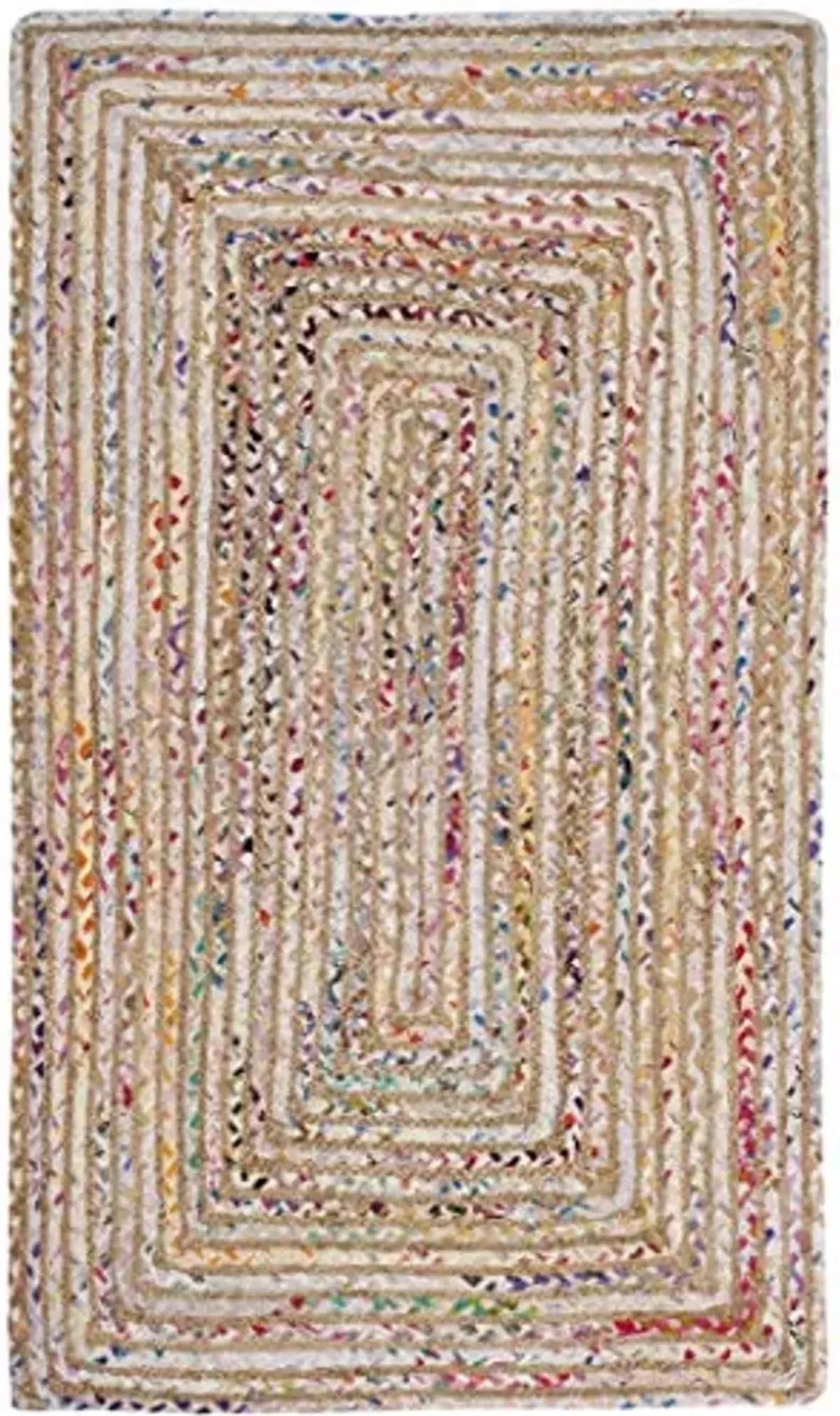 SAFAVIEH Area Rug 2x3 - Cape Cod Collection - Beige & Multi, Handmade Jute & Cotton, Woven Braided Design (CAP202B)