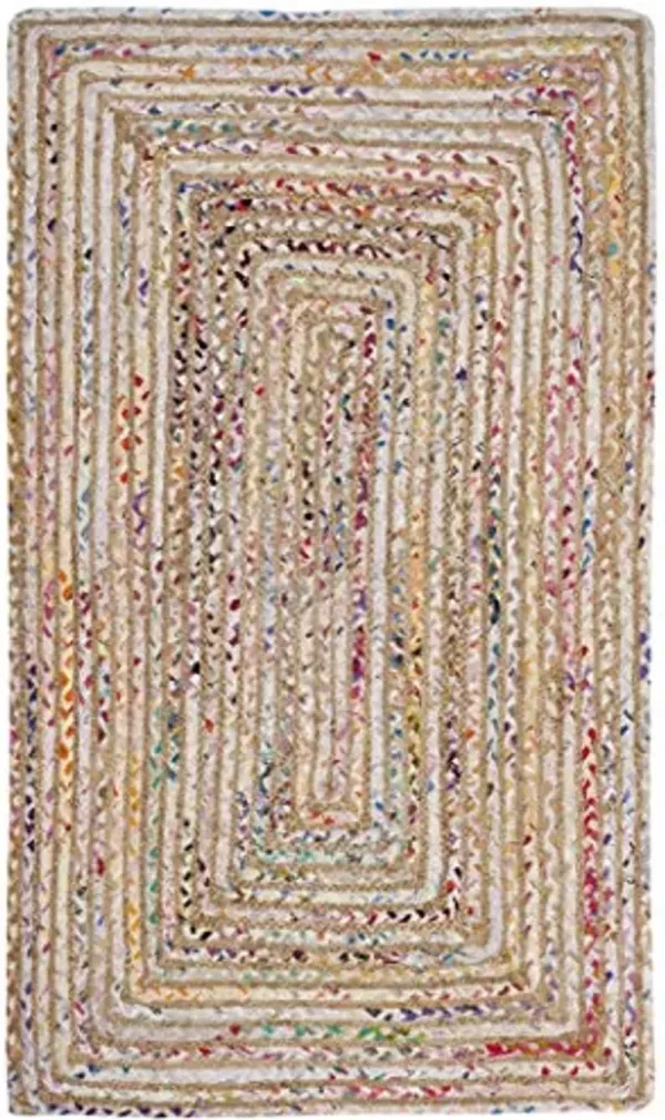 SAFAVIEH Area Rug 2x3 - Cape Cod Collection - Beige & Multi, Handmade Jute & Cotton, Woven Braided Design (CAP202B)