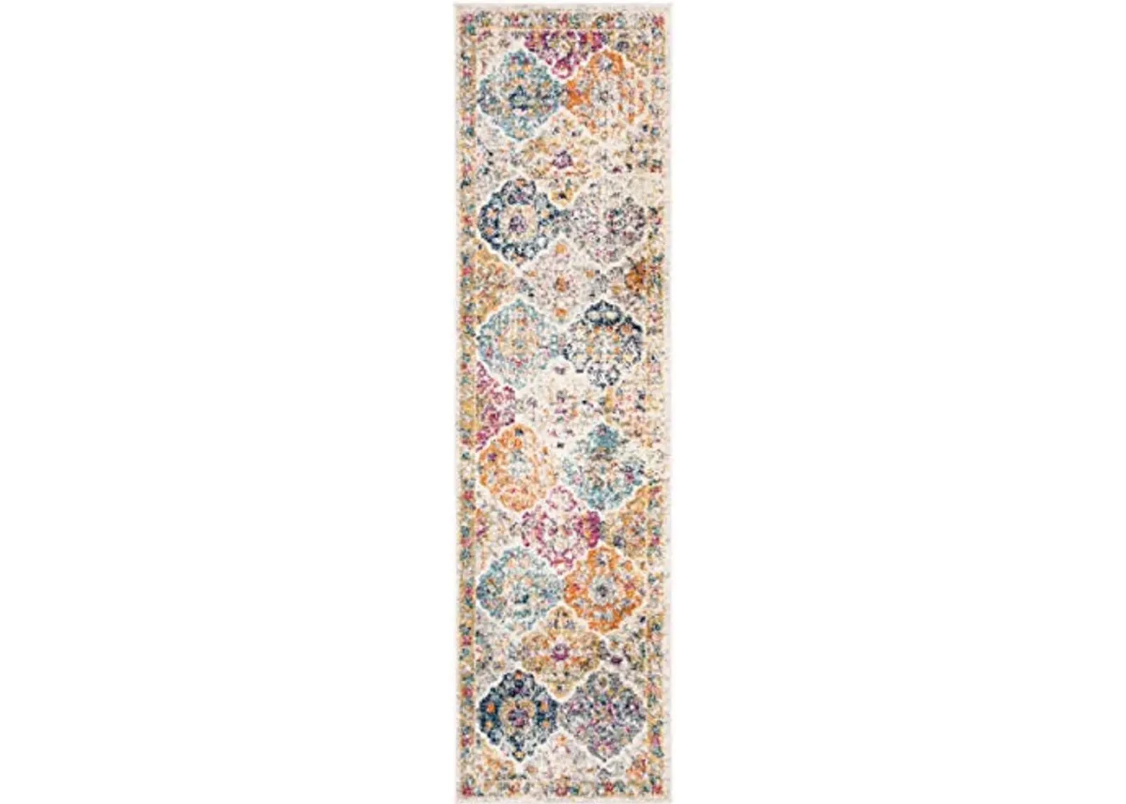 SAFAVIEH Madison Collection Runner Rug - 2'3" x 14', Cream & Multi, Boho Chic Distressed Design, Non-Shedding & Easy Care, Ideal for High Traffic Areas in Living Room, Bedroom (MAD611B)