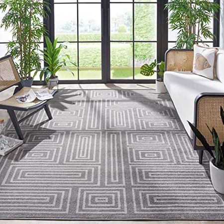 SAFAVIEH Amherst Collection 9' x 12' Grey/Ivory AMT430C Mid-Century Modern Non-Shedding Living Room Bedroom Dining Home Office Area Rug