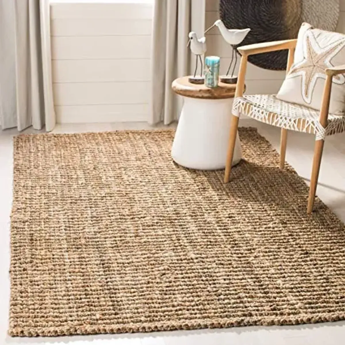 SAFAVIEH Area Rug 2x3 - Natural Fiber Collection - Natural Brown, Handmade Jute, Farmhouse Style, Chunky Textured Thick Pile (NF447A)