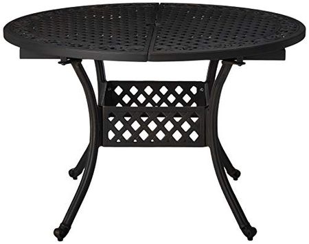 Christopher Knight Home Stock Island Outdoor Expandable Aluminum Dining Table, Black Sand Finish