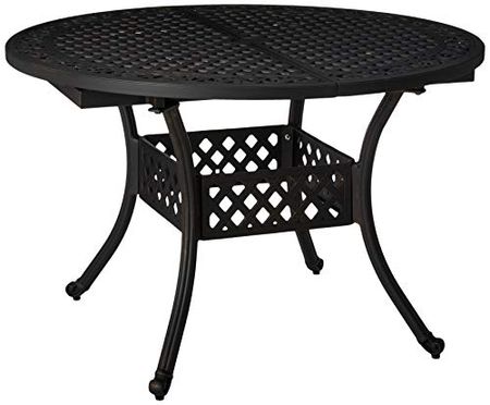Christopher Knight Home Stock Island Outdoor Expandable Aluminum Dining Table, Black Sand Finish