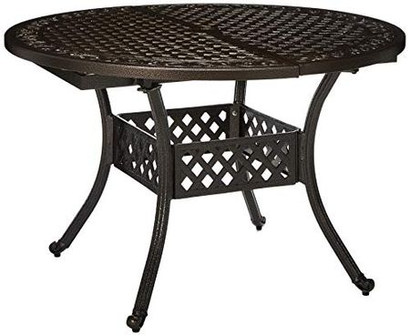 Christopher Knight Home Stock Island Outdoor Expandable Aluminum Dining Table, Hammered Bronze Finish