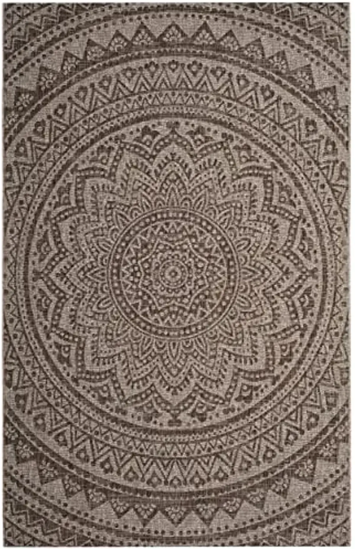 SAFAVIEH Washable Rug Outdoor Courtyard Collection - 5'3" x 7'7", Light Beige & Light Brown, Non-Shedding & Easy Cleaning, Ideal for Patio, Backyard, Mudroom (CY8736-36312)