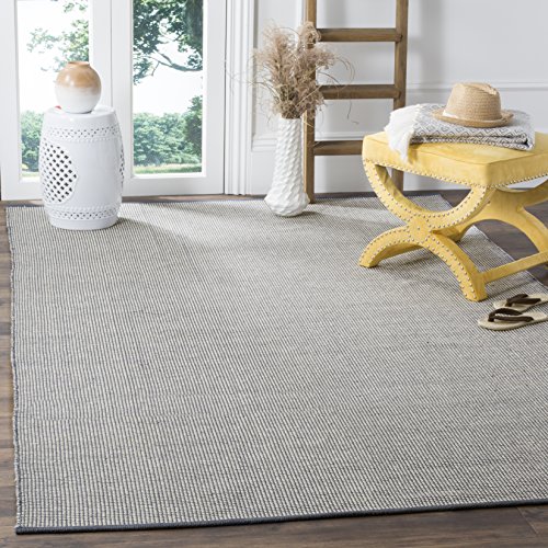 SAFAVIEH Montauk Collection 9' x 12' Ivory/Navy MTK345B Handmade Flatweave Boho Farmhouse Cotton Living Room Dining Bedroom Area Rug