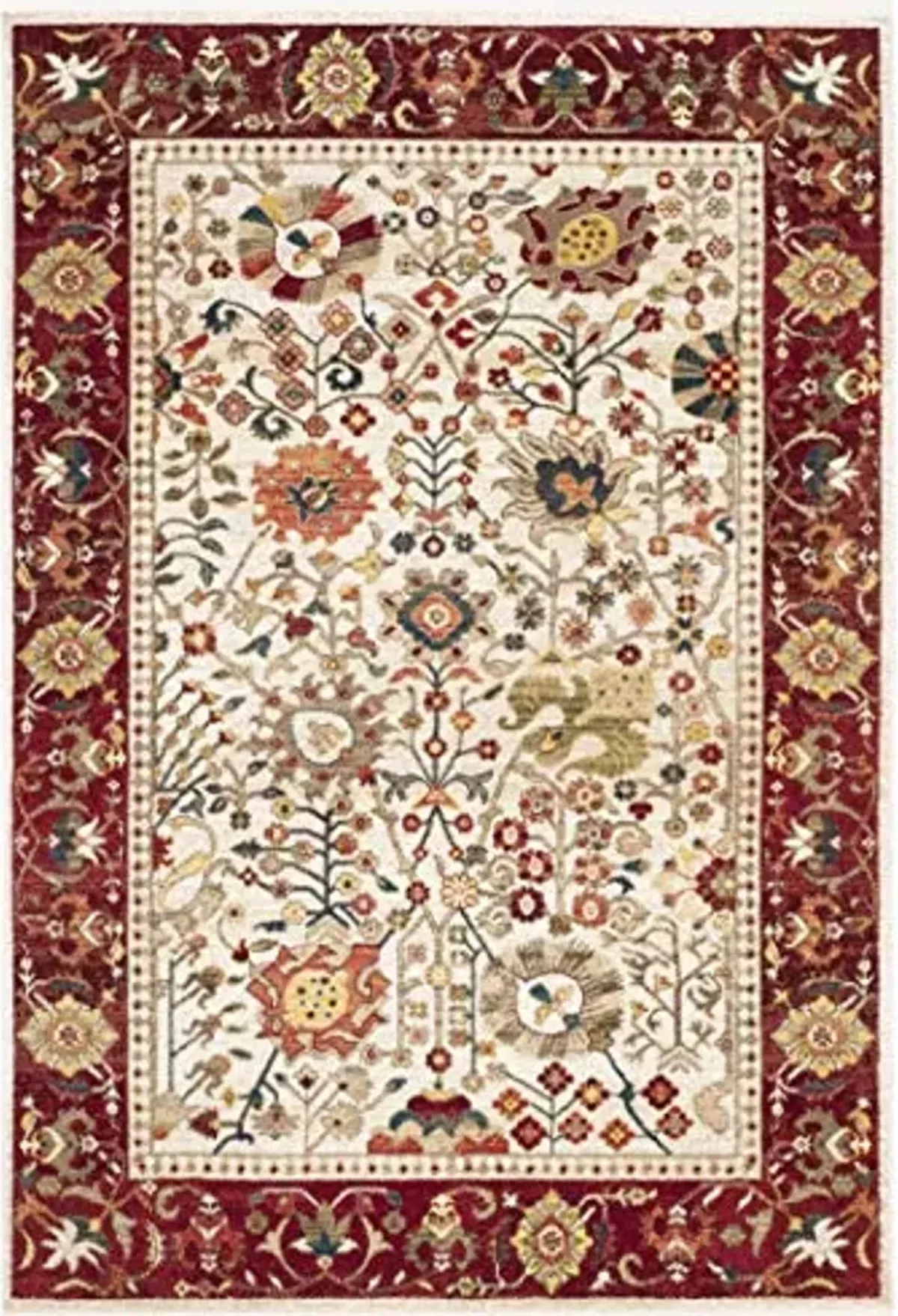SAFAVIEH Kashan Collection Area Rug - 5'1" x 7'5", Ivory & Red, Traditional Oriental Design, Non-Shedding & Easy Care, Ideal for High Traffic Areas in Living Room, Bedroom (KSN303D)