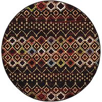 SAFAVIEH Amsterdam Collection 5'1" Round Black/Multi AMS108P Moroccan Boho Non-Shedding Dining Room Entryway Foyer Living Room Bedroom Area Rug