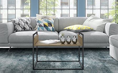 Manhattan Comfort Ellis Collection Reclaimed Modern Spacious Coffee Table With Solid Sides, Wood/Metal