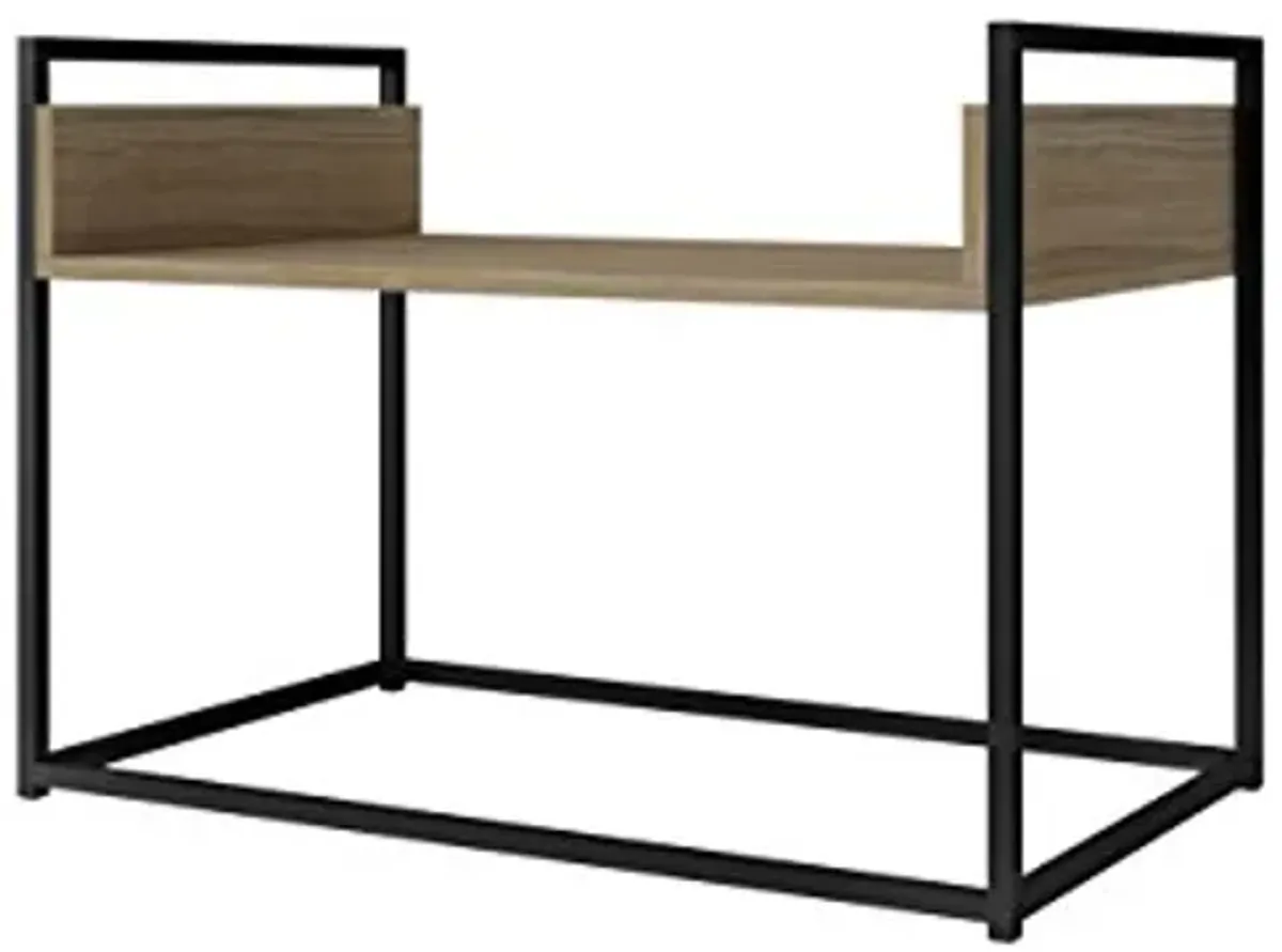 Manhattan Comfort Ellis Reclaimed Modern Coffee Table, Durable Wood Top with Metal Frame for Living Room, Den, Lounge, or Bedroom, Lightweight & Versatile, , Dark Oak and Black