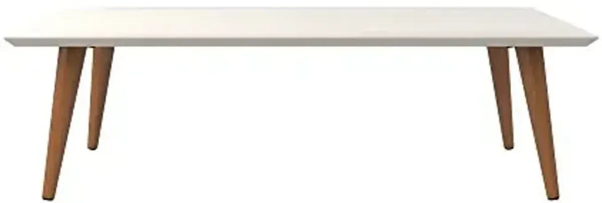 Manhattan Comfort Utopia Collection Mid Century Modern Low Rectangle Accent Living Room End Table With Splayed Legs, Off White (89452)