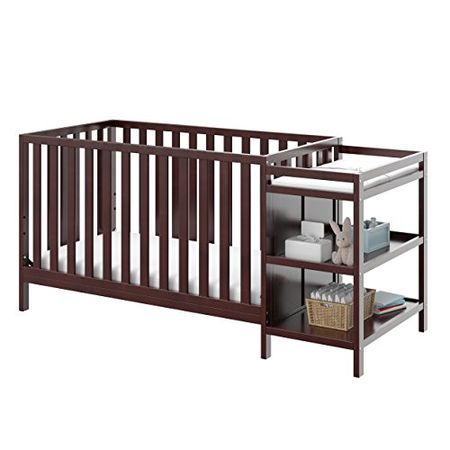 Storkcraft Pacific 4-in-1 Convertible Crib and Changer, Espresso Easily Converts to Toddler Bed, Day Bed or Full Bed, 3 Position Adjustable Height Mattress