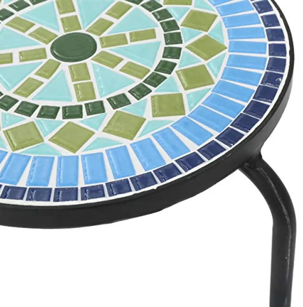 Christopher Knight Home Iris Outdoor Ceramic Tile Side Table with Iron Frame, Blue / Green