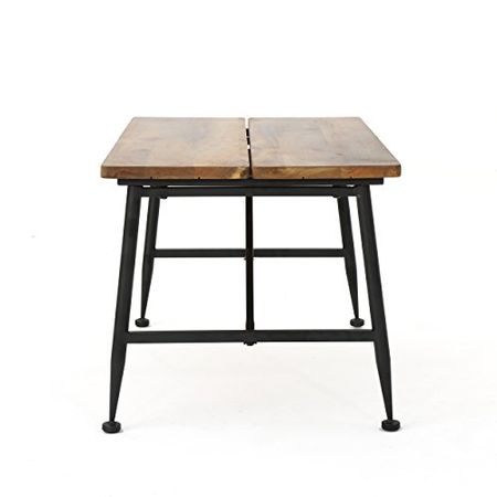 Christopher Knight Home Eleanora Industrial Acacia Wood Coffee Table with Iron Accents, Black / Antique Finish