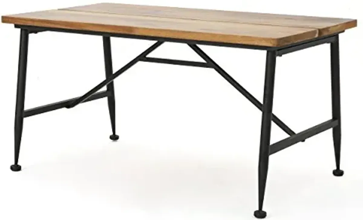 Christopher Knight Home Eleanora Industrial Acacia Wood Coffee Table with Iron Accents, Black / Antique Finish