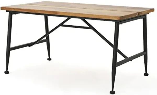 Christopher Knight Home Eleanora Industrial Acacia Wood Coffee Table with Iron Accents, Black / Antique Finish