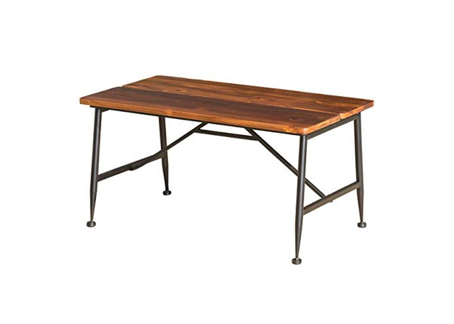 Christopher Knight Home Ocala Outdoor Industrial Wood Coffee Table with Iron Accents, Black / Antique Finish
