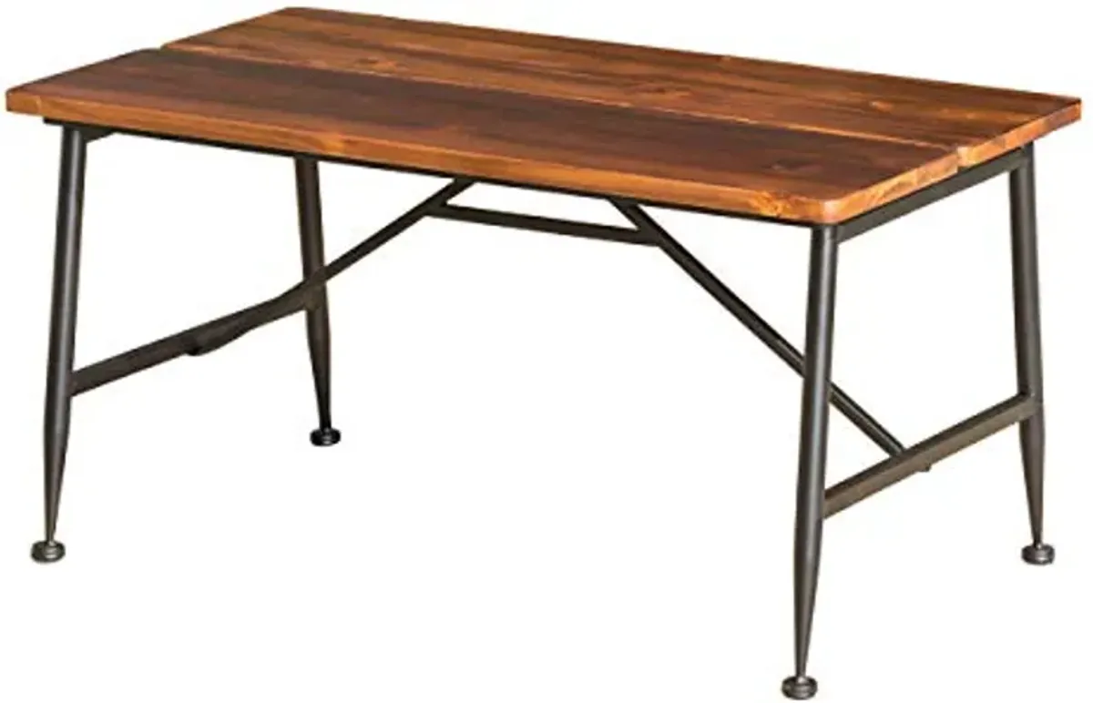 Christopher Knight Home Ocala Outdoor Industrial Wood Coffee Table with Iron Accents, Black / Antique Finish