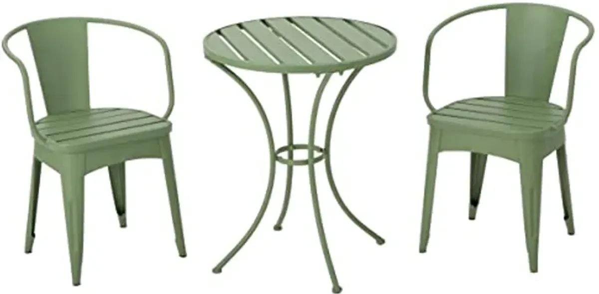 Christopher Knight Home Colmar Outdoor Iron Bistro Set, 3-Pcs Set, Matte Green