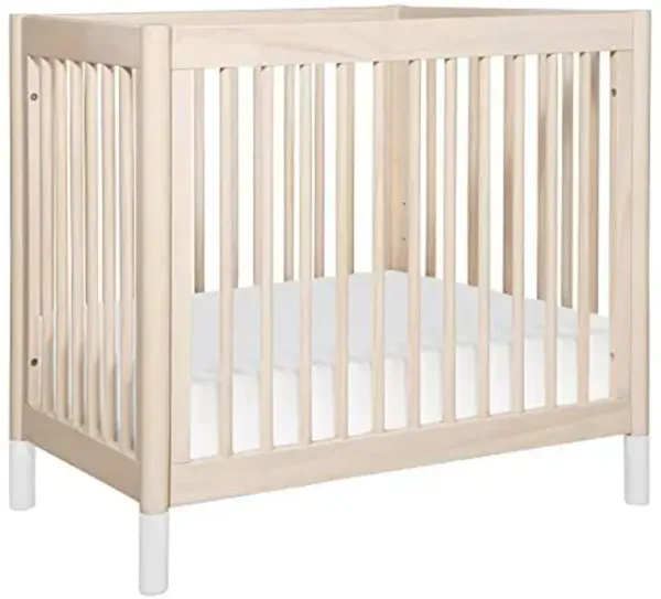 Babyletto Gelato 4-in-1 Convertible Mini Crib in Washed Natural and White, Greenguard Gold Certified