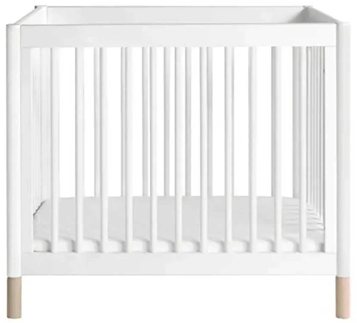 Babyletto Gelato 4-in-1 Convertible Mini Crib in White and Washed Natural, Greenguard Gold Certified