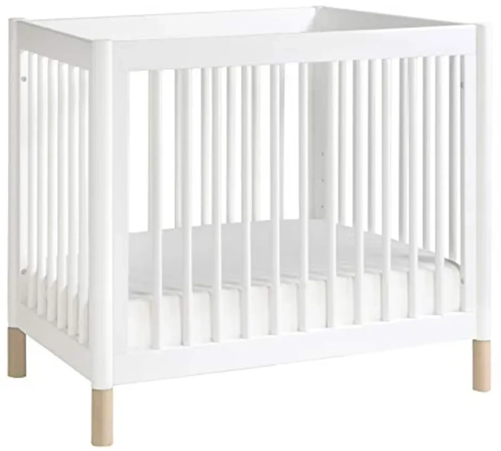 Babyletto Gelato 4-in-1 Convertible Mini Crib in White and Washed Natural, Greenguard Gold Certified