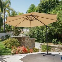 Christopher Knight Home Stanley Outdoor Water Resistant Banana Sun Canopy with Steel Frame, Sand / Grey