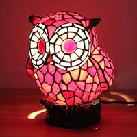 Royal-Tiffany Style Lovely Creative Red Owl Table Lamp Children's Lamp Night Light