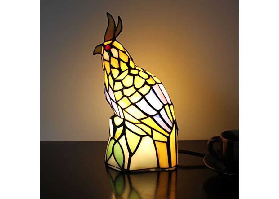 Royal-Tiffany Style Retro Yellow Little Bird Table Lamp Children's Lamp Night Light