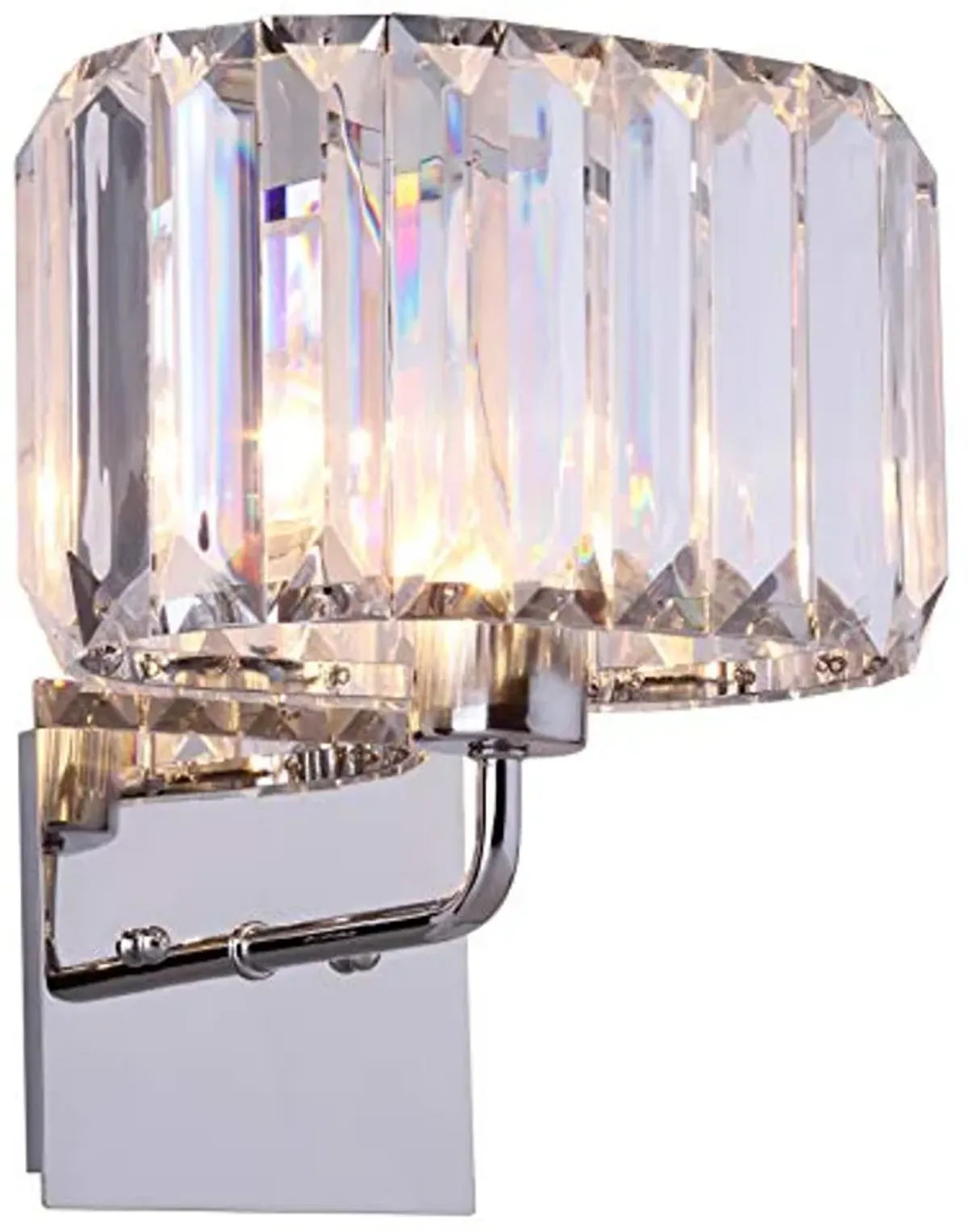 SAFAVIEH Lighting Collection Athena Art Deco Glam Nickel/ Clear 11-inch High Bedroom Bathroom Vanity Hallway Foyer Living Room Wall Sconce Set of 2 (LED Bulbs Included)