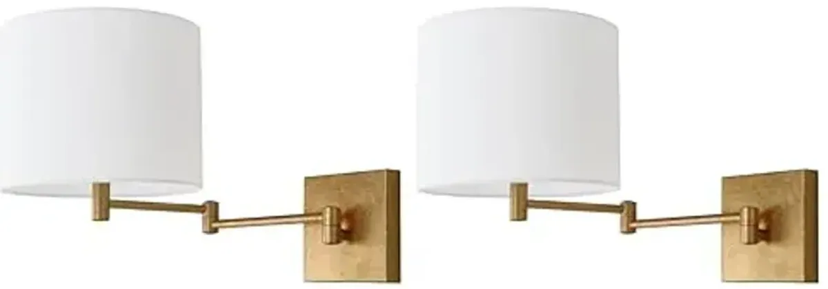 SAFAVIEH Lighting Collection Lillian Modern Contemporary Gold Bedroom Bathroom Vanity Hallway Foyer Living Room Wall Sconce Set of 2 (LED Bulbs Included)