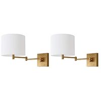 SAFAVIEH Lighting Collection Lillian Modern Contemporary Gold Bedroom Bathroom Vanity Hallway Foyer Living Room Wall Sconce Set of 2 (LED Bulbs Included)
